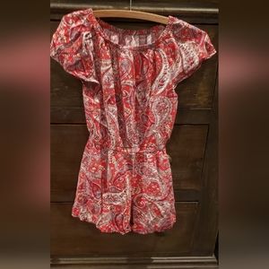 Red Paisley Girls Romper